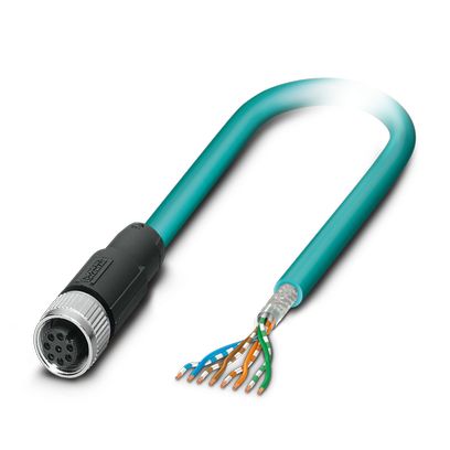 Phoenix Contact Ethernet Cordset; NBC-10.0-94L/M12FS; M12; CAT5e; Female Straight; 8-Pin; 10m TPE Cable